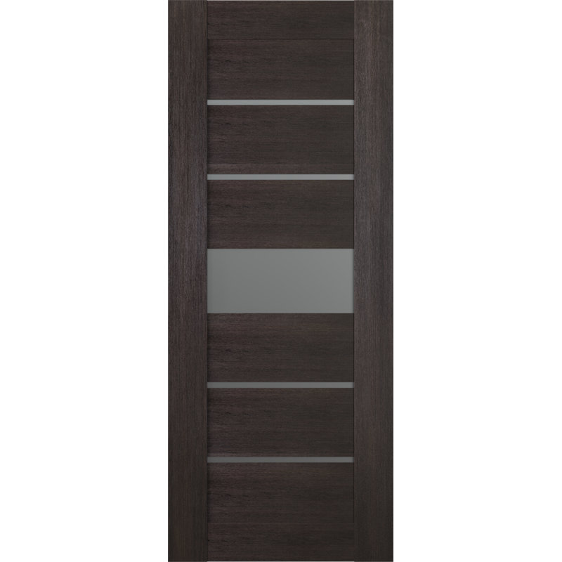 Avon 07-06 Panelled Wood and Glass Barn Door with Installation Hardware Kit, 27.75" x 79.37", Veralinga Oak