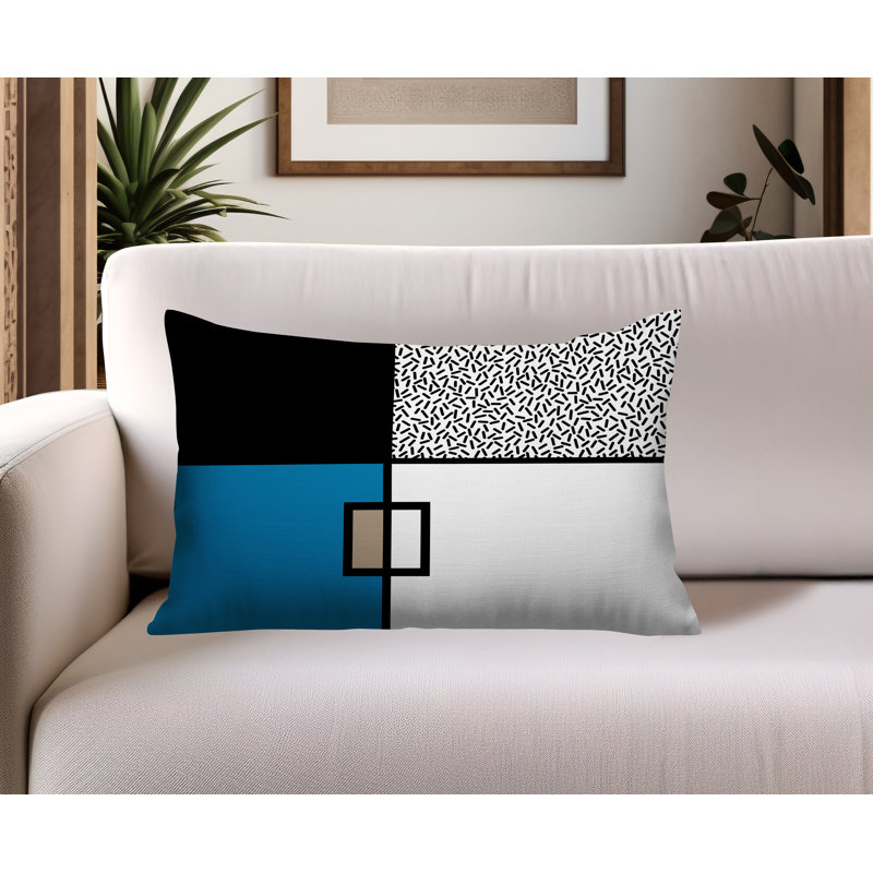 Coussin lombaire réversible intérieur / extérieur Looma, Rectangle H 14 po x l 20 po, Turquoise