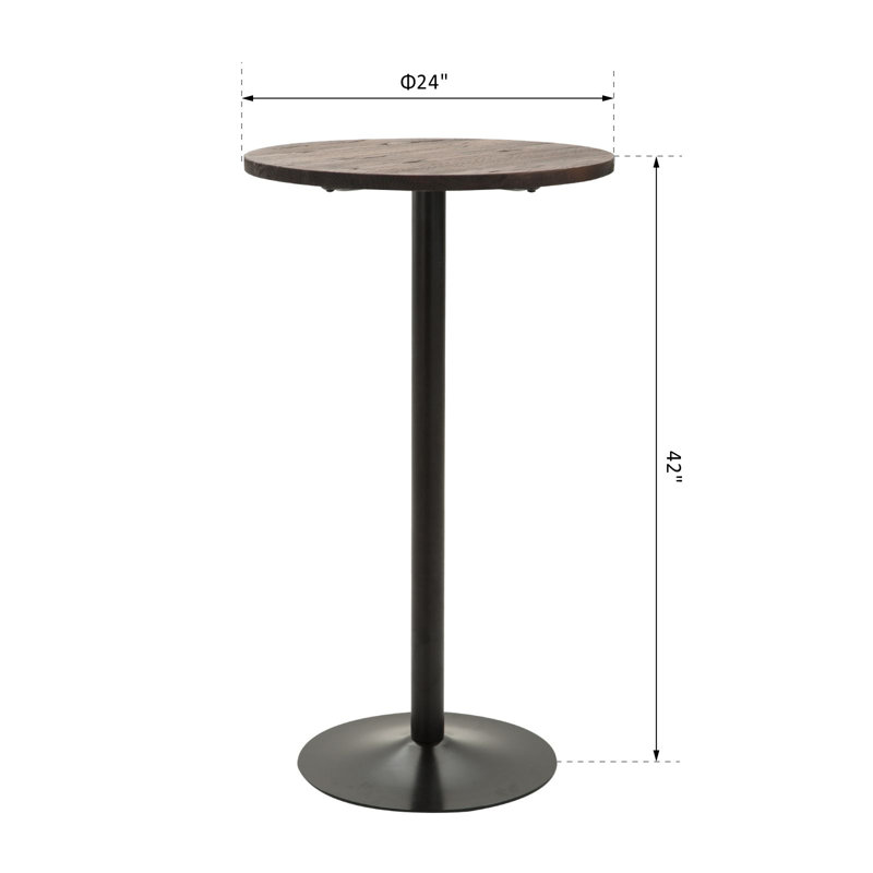 Chaska Round Solid Wood Top Metal Base Dining Table
