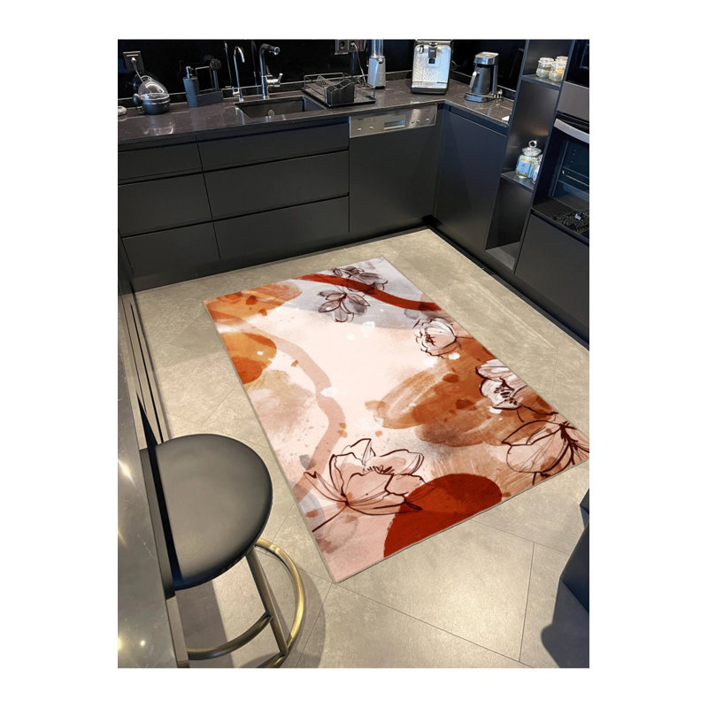 Light Tone Multicolored Floral And Abstract Patterned Modern Decorative Rug, Round 3'4"