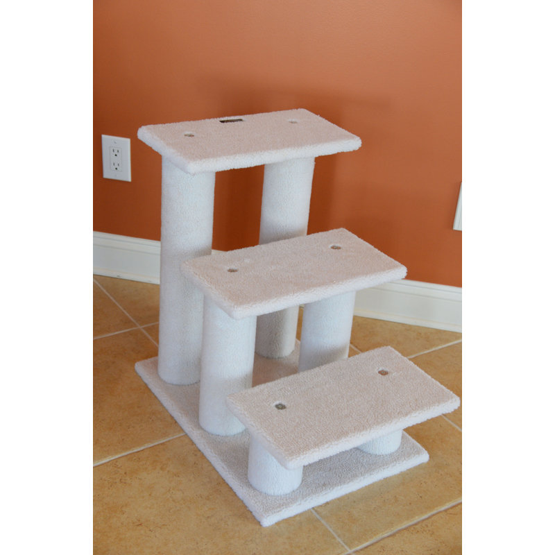 Ivory Faux Fleece 25" High Cat and Dog Steps