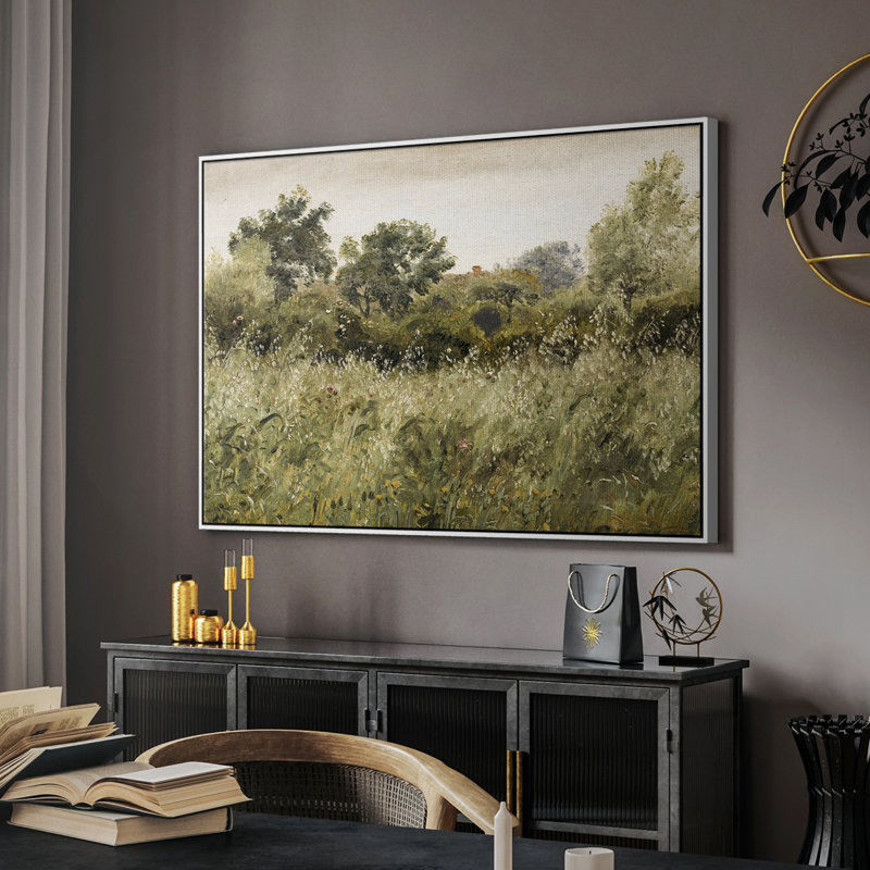 Paysage rétro - DCCDXCI - reproduction de cadre flottant sur toile, Blanc, H 27 po x l 41 po