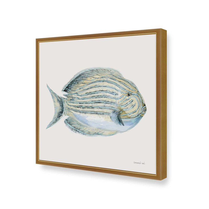 Impression d'art rayé Sea Wanderer, H 13,75 po x l 13,75 po, Cadre d'angle ouvert en or poli
