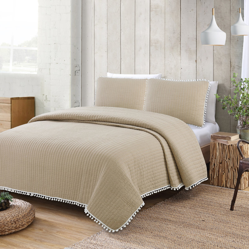Estate Costa Brava Cotton Quilt, Twin Quilt + 1 Standard Sham, White
