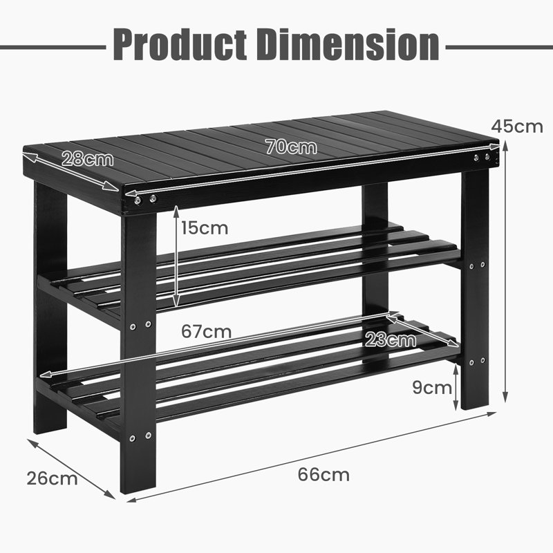 6 Pair Shoe Rack, Black