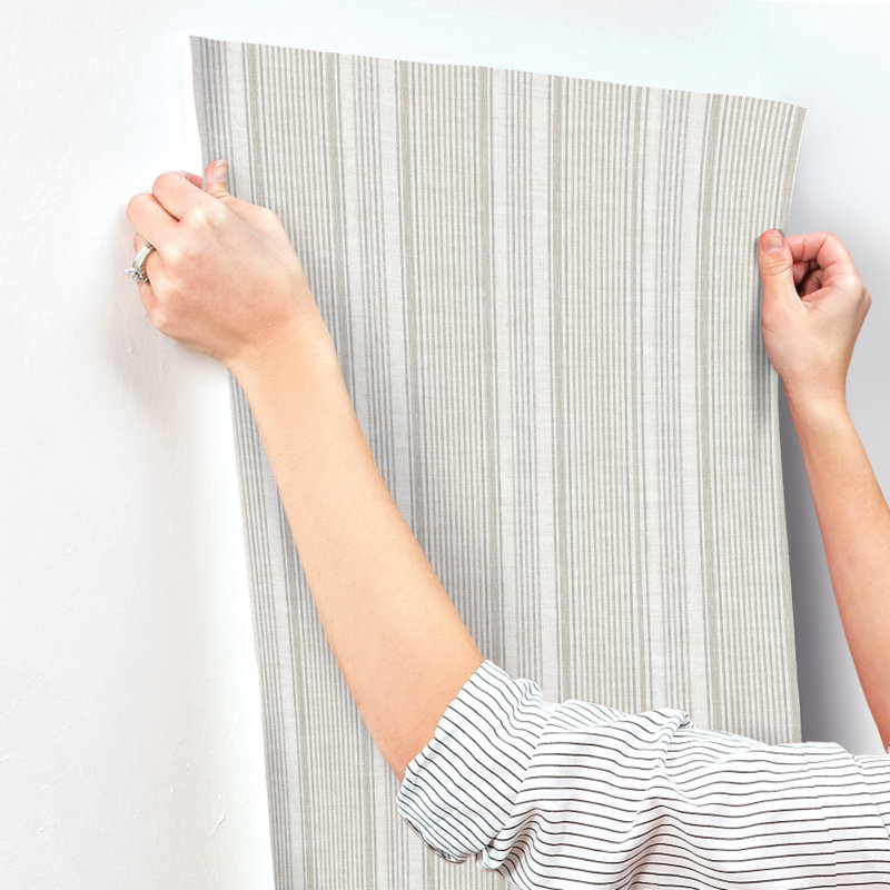 Ayanna Light Green Striped Wallpaper, White