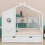 Lit simple en bois avec lit gigogne et tablette de rangement-64770713