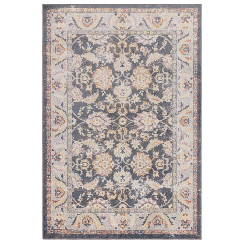 Hupper Farah Machine Woven Grey Area Rug, Rectangle 66 x 240 cm