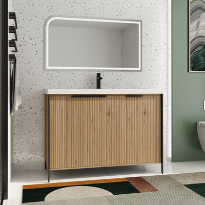 Ensemble de meuble-lavabo simple autoportant 48 po avec plateau en résine 48 po