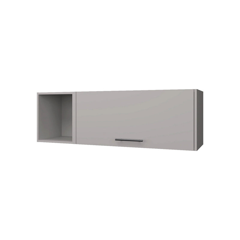 Armoire murale fumée avec accoudoirs pneumatiques et rangement ouvert