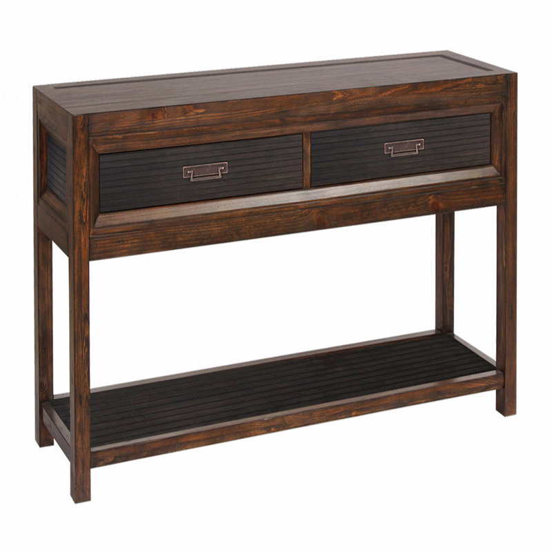 Two-Drawer Sofa Console Table, No Assembly Required, Two-Tone Finish