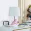 Sydnie 15 po blanc rose moderne animal en résine pour enfants Chambre / salle de jeu Bureau table de chevet petite lampe de table simple avec abat-jour empire en lin blanc-444384503