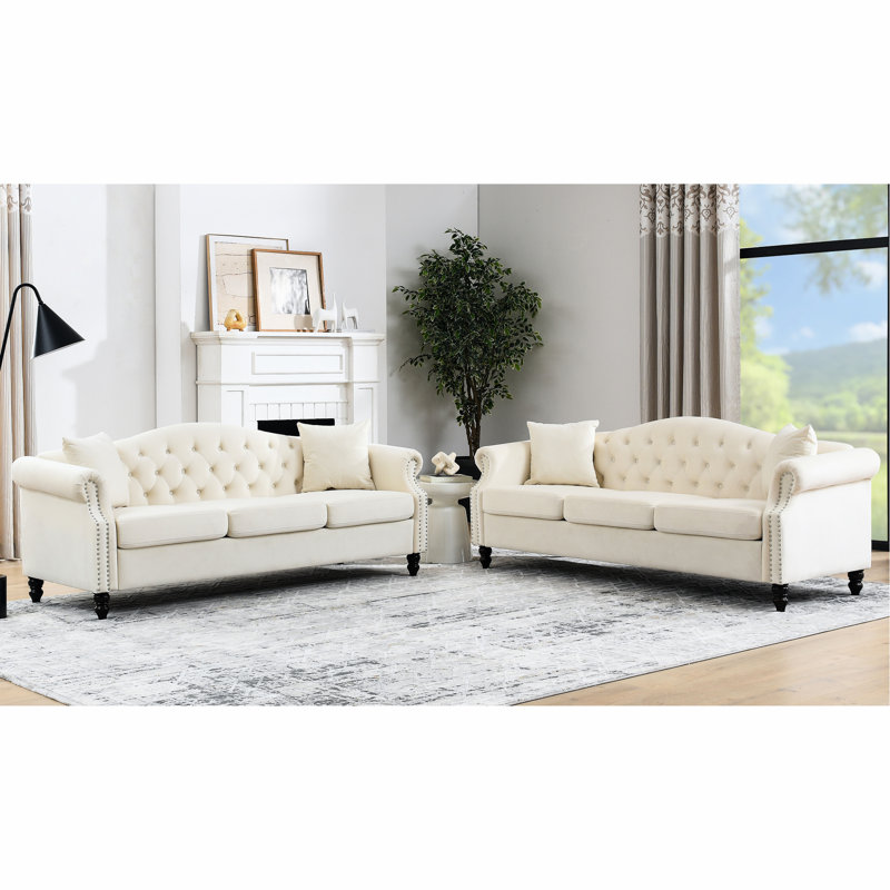 3 + velours beige - sièges 3 + 3 compacts et confortables, Beige
