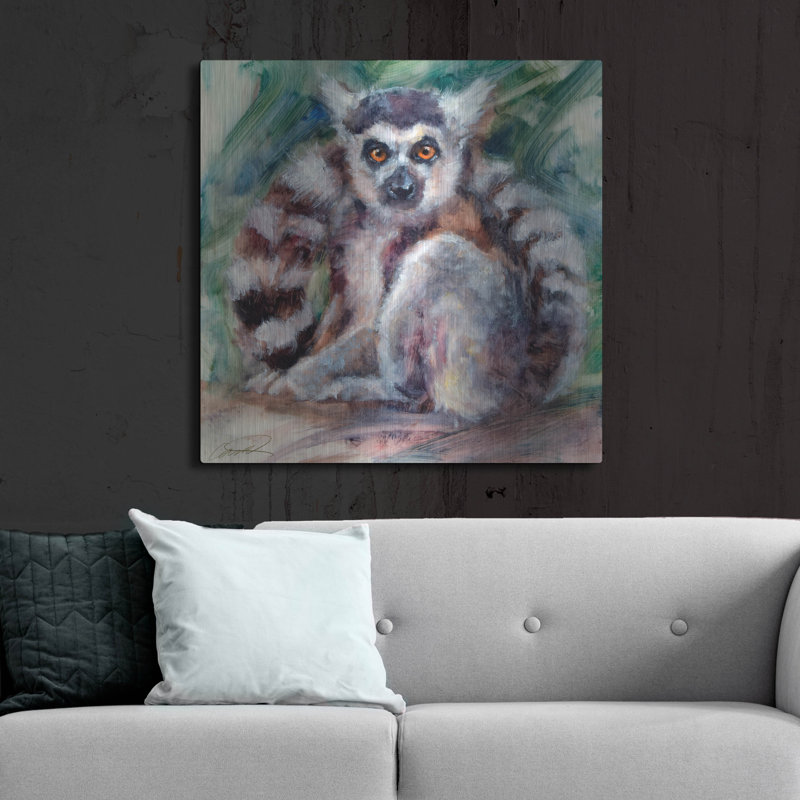 «Ring Tailed Lemur» par Robert Campbell, art mural en métal, H 36 po x l 36 po