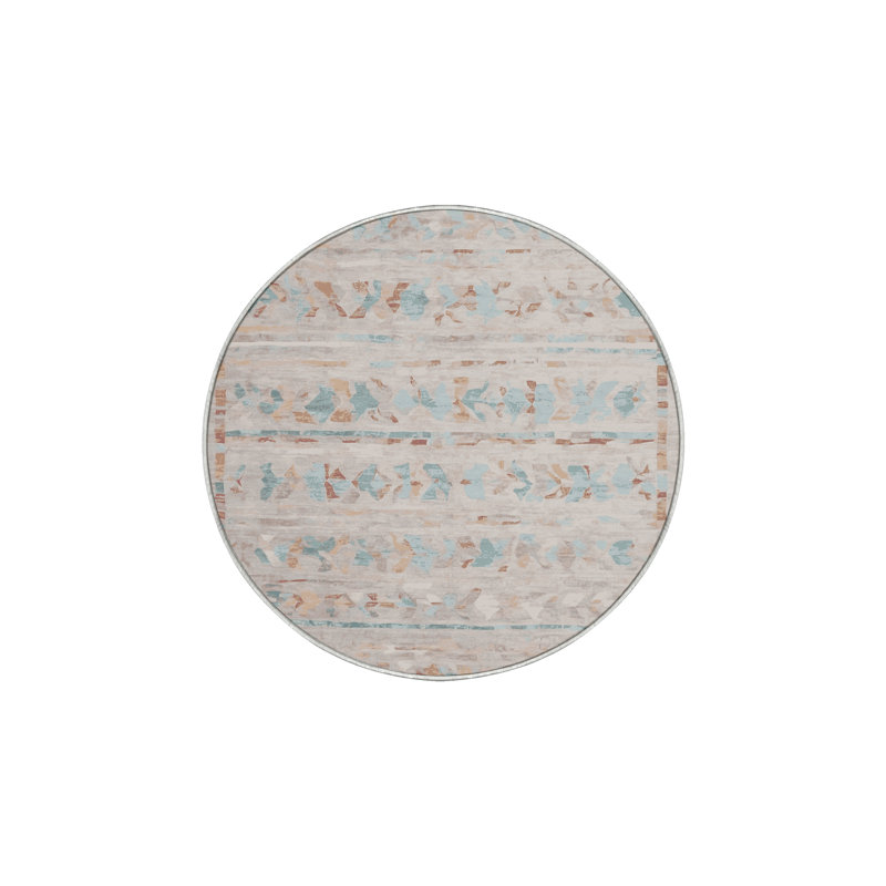 Machine Washable Beige Area Rug, Round 8'