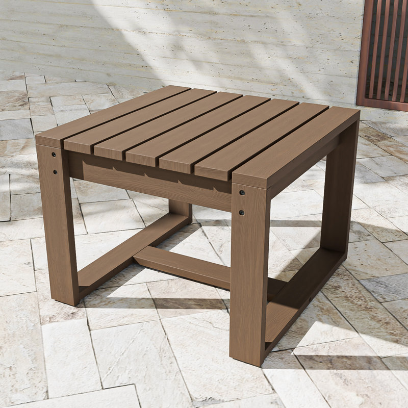 Square Solid Wood Cedar Coffee Table with Slat Top for Outdoor, Patio