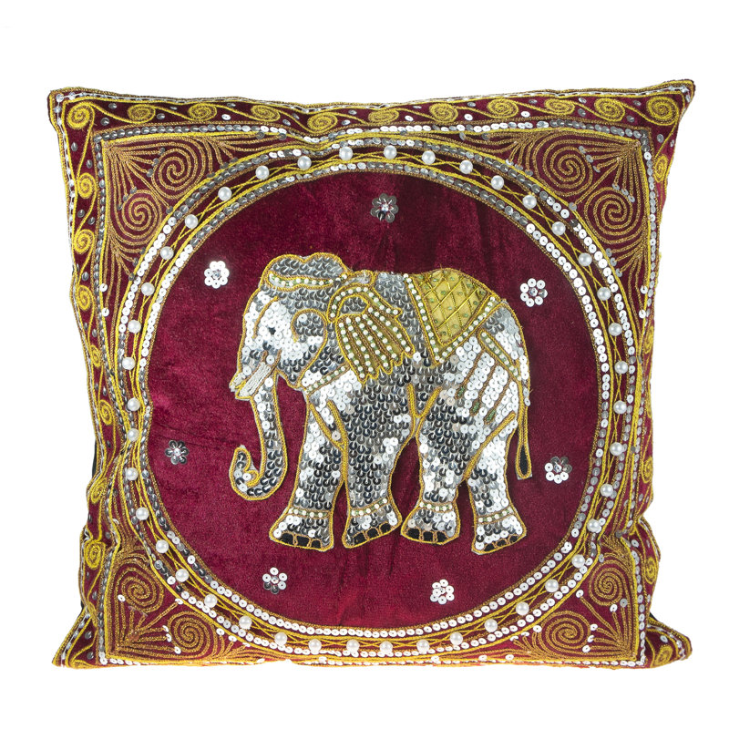 Cotton Animal Print 16.5'' Throw Pillow Cover, Red