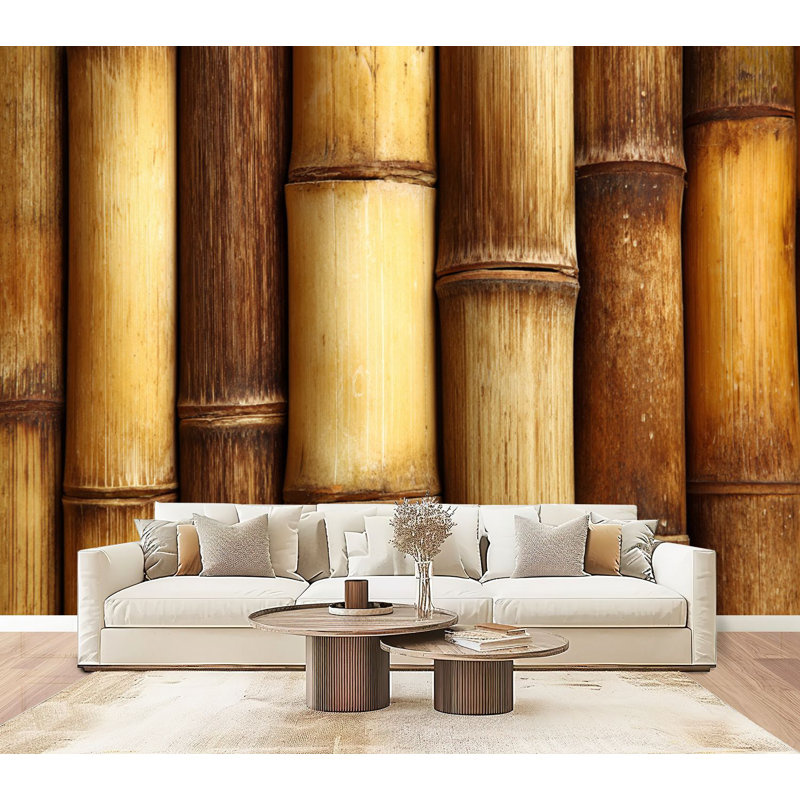 Peel and Stick Wallpaper Modern Self Adhesive Wall Mural for Bedroom Bamboo Summer Wood Textured Organic, L 96 po x l 69 po