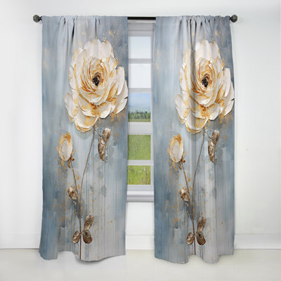 Farthey - Ranunculus Curtain - Blackout Floral Curtain - 1 Panels