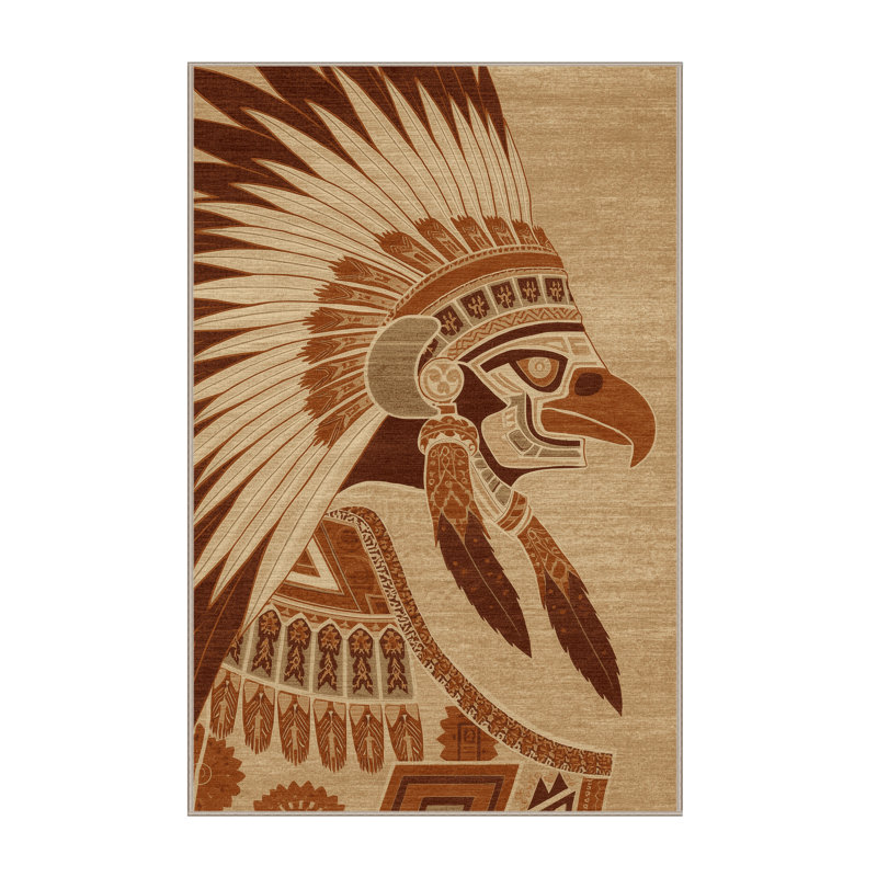 Tapis oriental brun lavable à la machine Aarav, 4 x 6