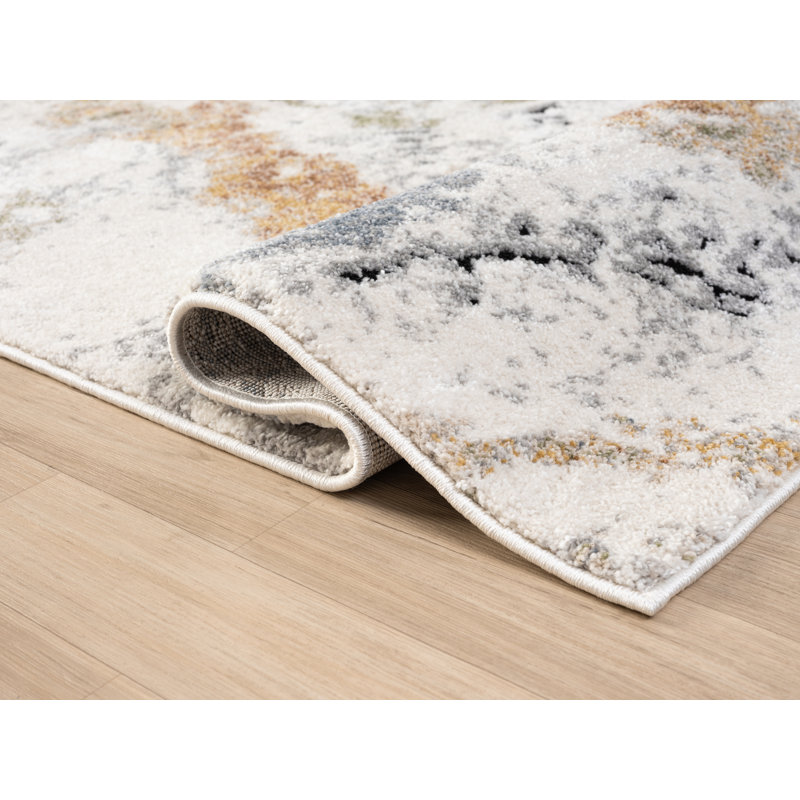 Paris Collection Abstract Cream/Light Grey Rug, Runner 2'1" x 7'4"