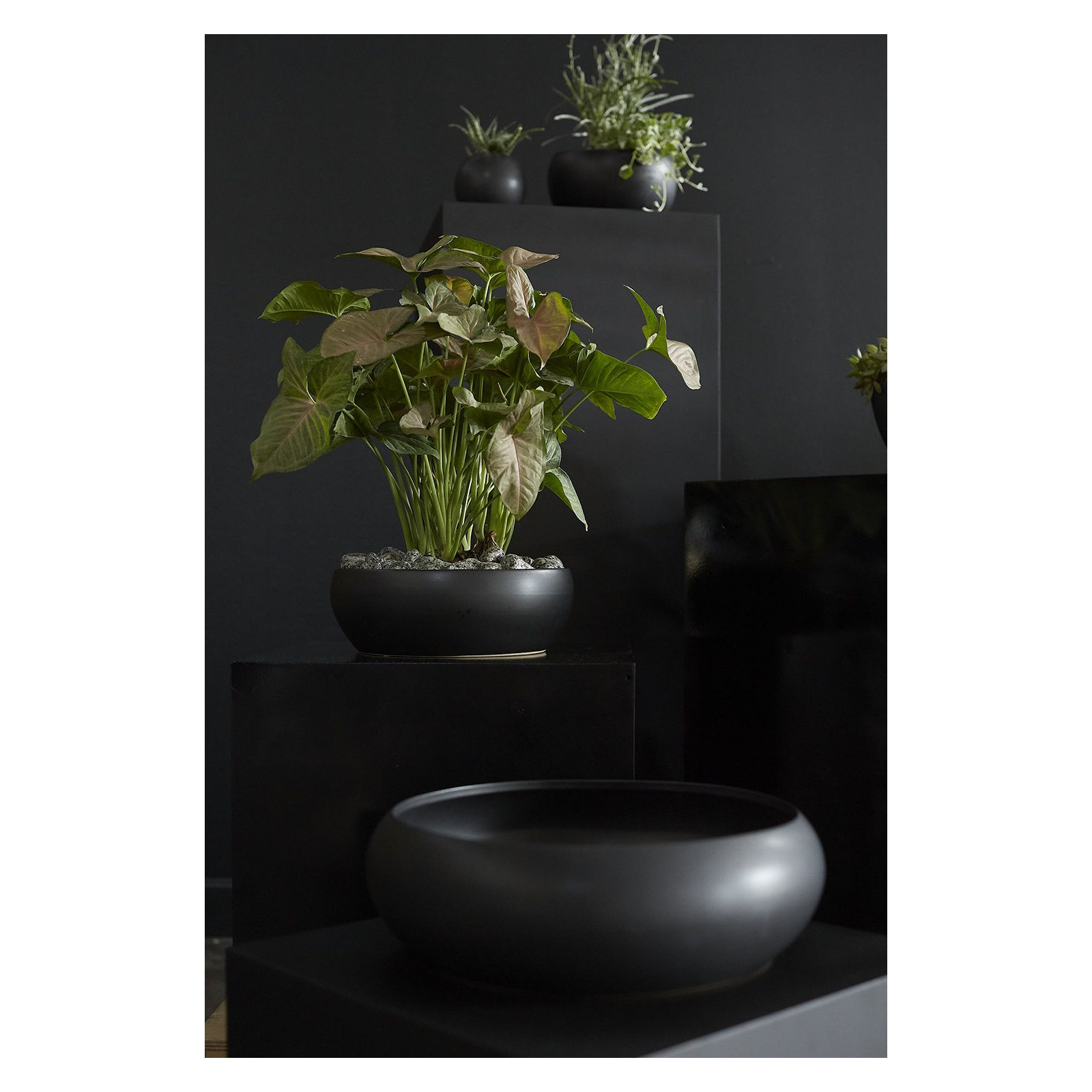 Elyse Handmade Ceramic Decorative Bowl 1, Black, 4.5" H x 13.75" W x 13.75" D