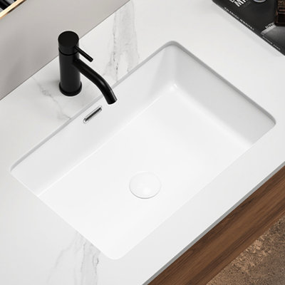 Rectangular Undermount Bathroom Sink, 15 - Inch Wide, 22 Long, White High Fired, Acid , Stain Proof, Contemporary Style *15 Inch Quality Ceramic, , Low Water Absorption, Non Scratch, Comes With