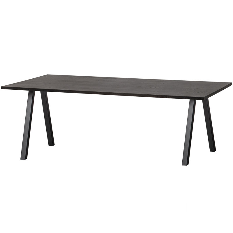 Tablo Oak Solid Wood Top Metal Base Dining Table, 75cm H x 90cm L x 180cm W