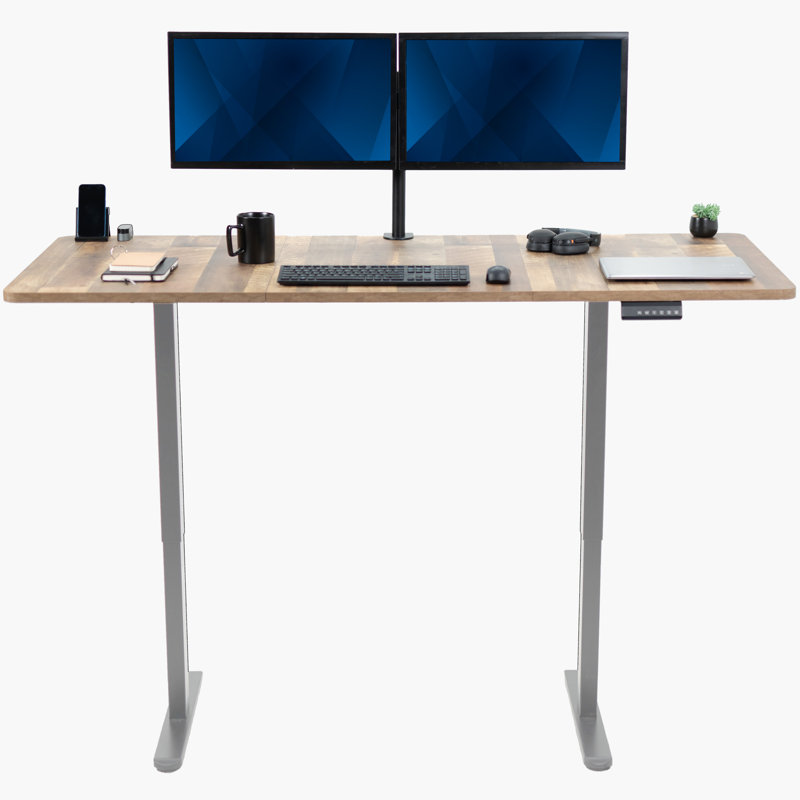 VIVO Electric Dual Motor 71” x 30” Standing Desk, E2B7B Series, Reclaimed Wood/Gray
