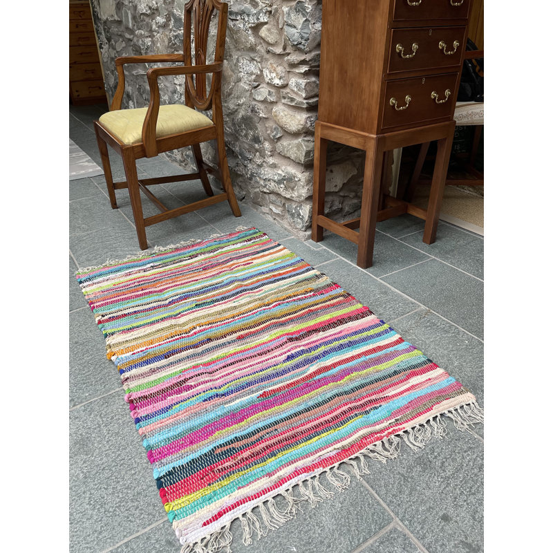 Reginald Handwoven Flat Weave Recycled Rag Rug, Square 180 x 180cm