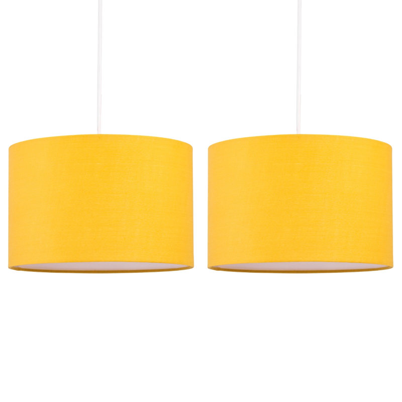 16cm H Cotton Drum Pendant Shade ( Uno ), Ochre