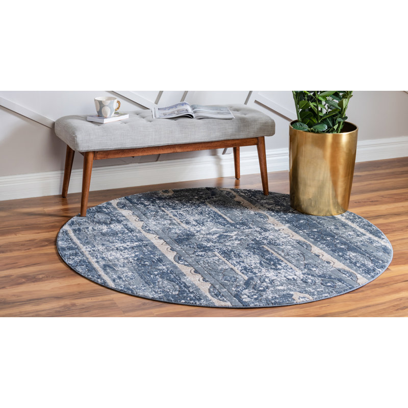 Parwich Striped Indoor Rug, Round 5'3"