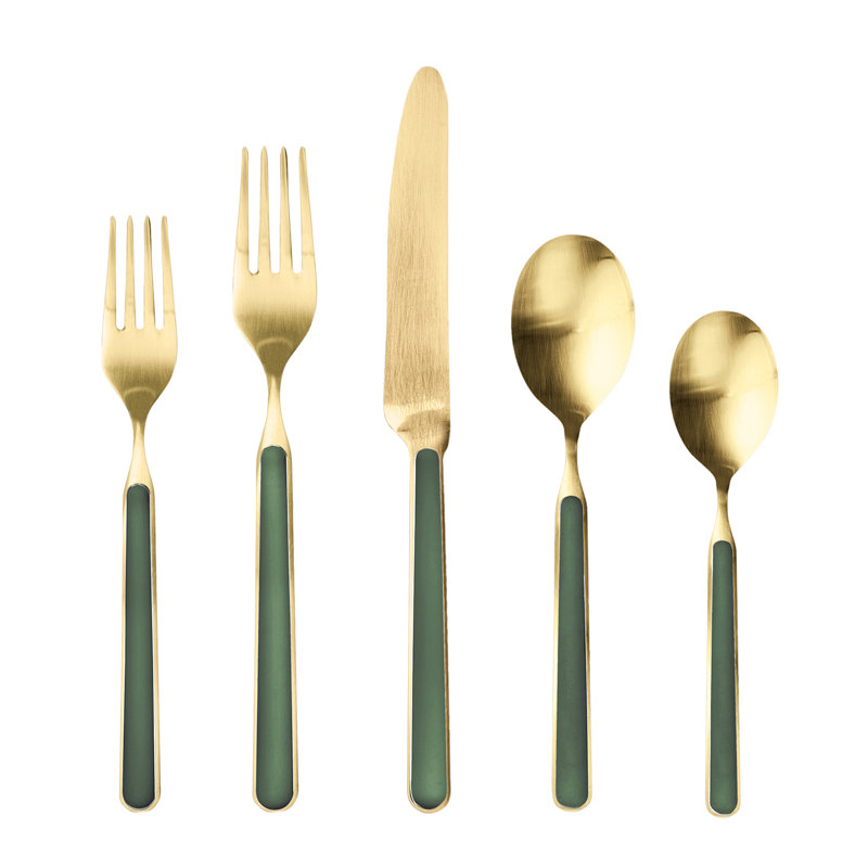 Ensemble de couverts Fantasia Ice Gold - Service pour 4, Vert forêt