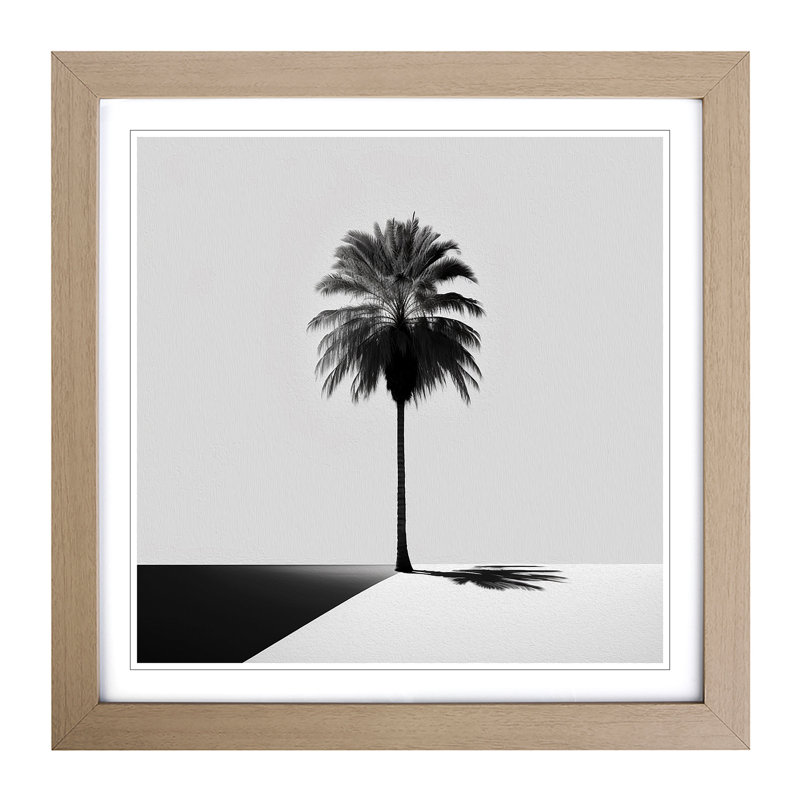 Palm Tree Minimalism - Framed Print, Oak