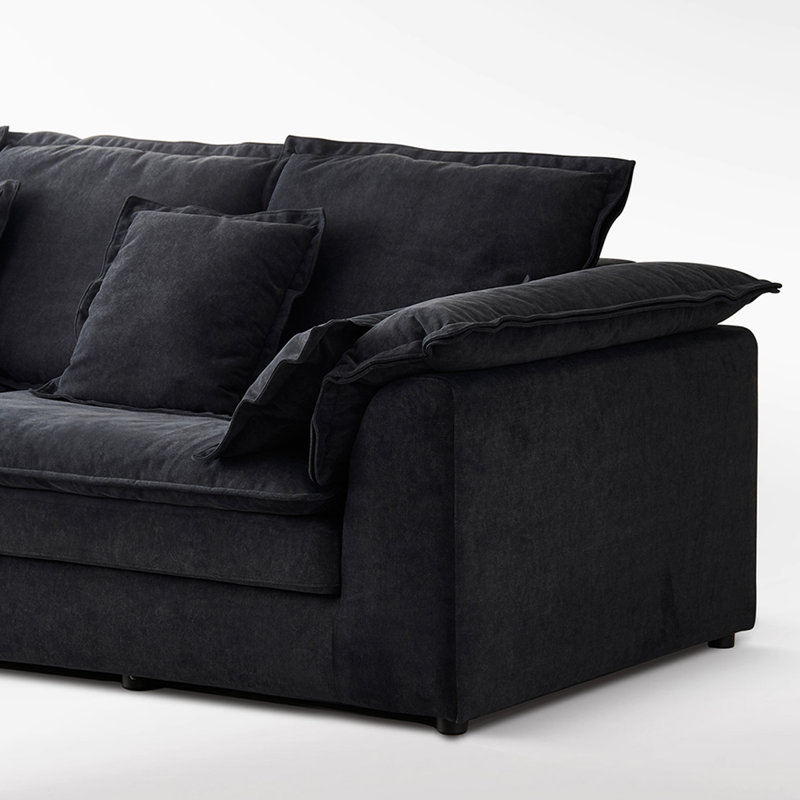 Canapé modulaire en polyester noir, 4, H 35,43 po x l 110,24 po x P 47,24 po, Noir