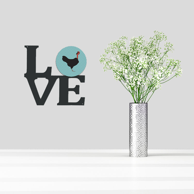 Décoration murale en métal pour l’amour à cou nus, Bleu