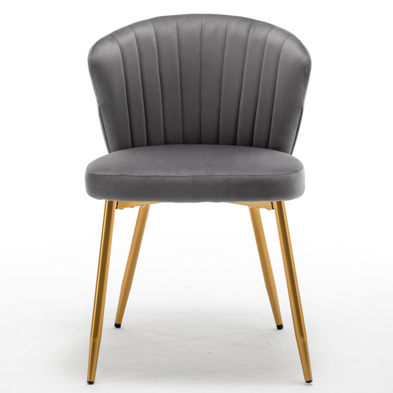 Raffinee Velvet Slipper Chair, Gray