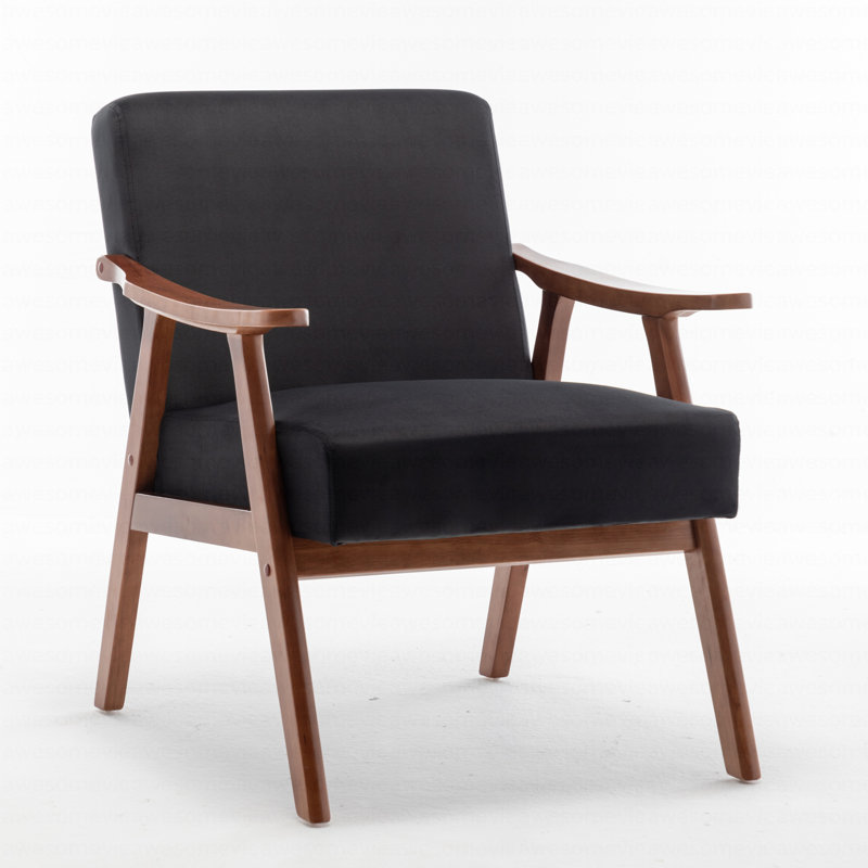 Jamesina 26.37" W Armchair, Black Velvet