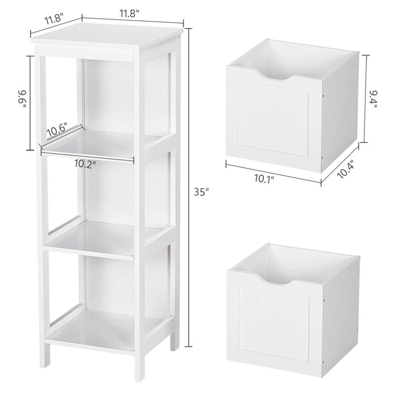 Bathroom Floor Cabinet with 2 Drawers and 1 Shelf, White