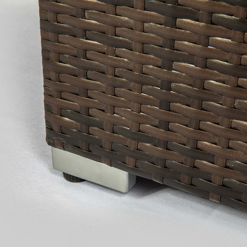 Brown Rattan Gas Fire Pit Table with Ceramic Tile Top
