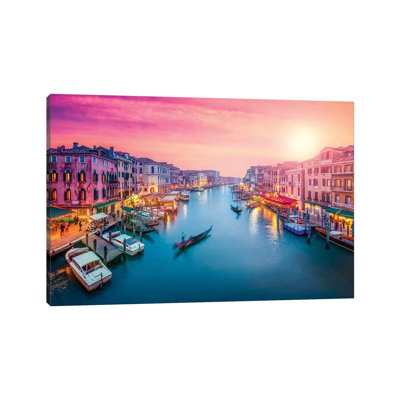 Grand canal at Sunset, Venice, Italy par Jan Becke - Photographie sur toile tendue