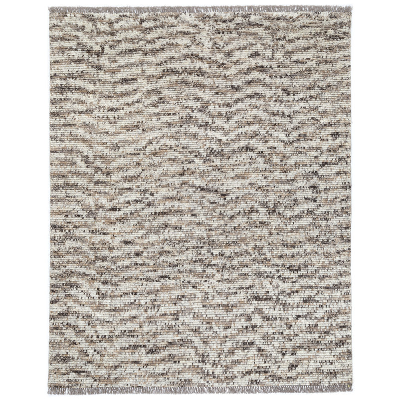 Wild Turkey Feathers Hand Woven Animal Print Area Rug in Brown, Rectangle 7'6" x 9'6"