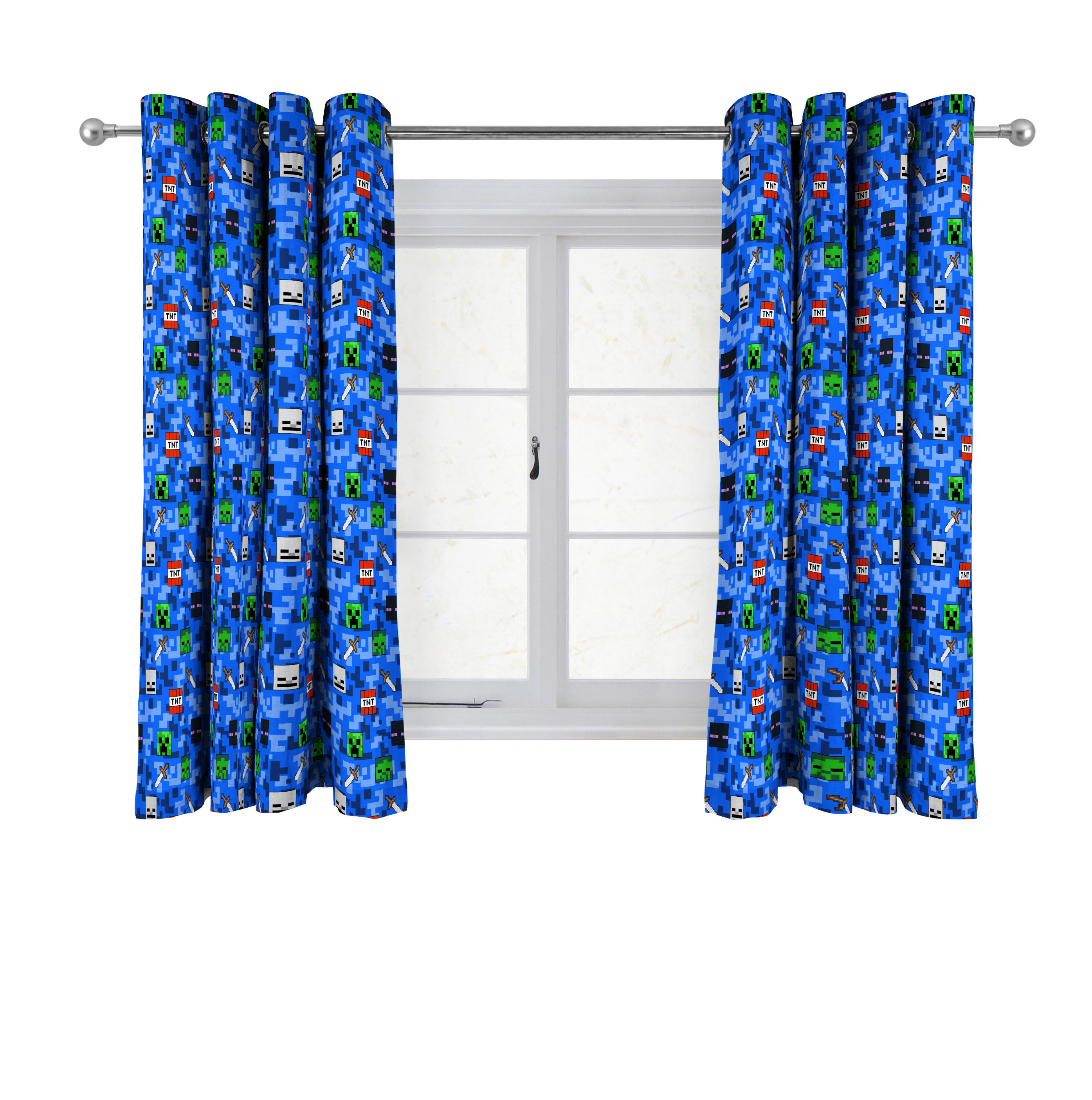 Microsoft Minecraft 'Fight Mobs' Eyelet Window Curtains 2 Panels
