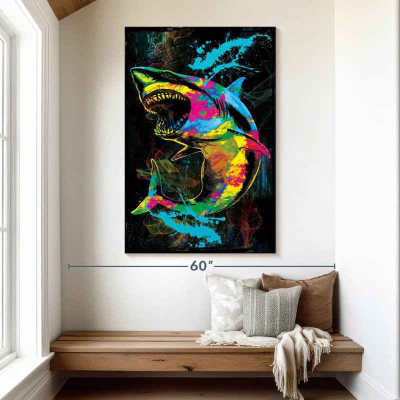 Brampt Color Grunge Shark, 51" H x 34" W