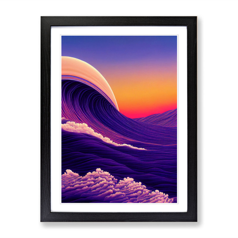 FRM-V0523-2954X Zebra Vaporwave - Single Picture Frame Print, 64cm H x 46cm W x 2cm D, Black