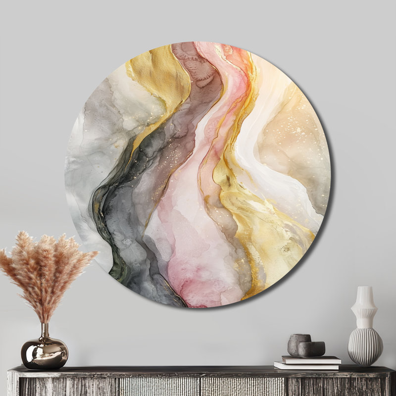 Cullerton - art mural moderne en métal doré, H 16 po x l 16 po