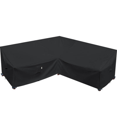 Heavy Duty Outdoor Sectional Cover, 85“ X 85" V-Shaped 5-Seater Waterproof 600D Patio Furniture Covers, Outside Lawn Patio Couch Protector(Midnight Black, V-Shaped-85 X85)
