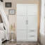 Armoire haute et armoire de cuisine avec 2 portes, 2 tiroirs et 5 espaces de rangement, blanc