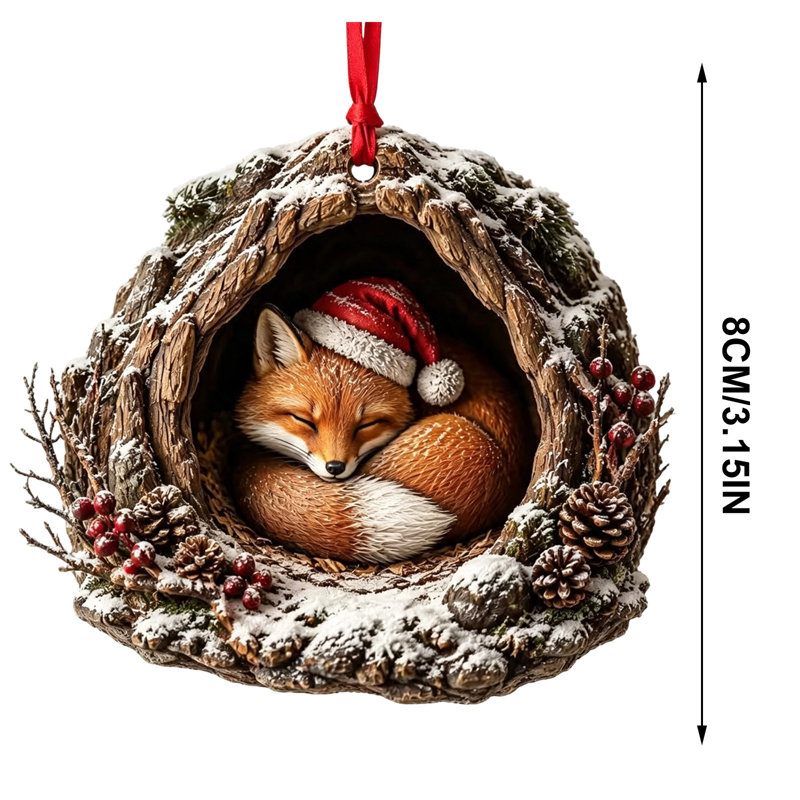 Décorations de Noël en résine, décorations d'animaux mignons en forêt, de profondeur