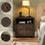 Cevat 23.6'' Rattan End Table with Ample Storage, Boho Nightstand with Charging Station-1377570193
